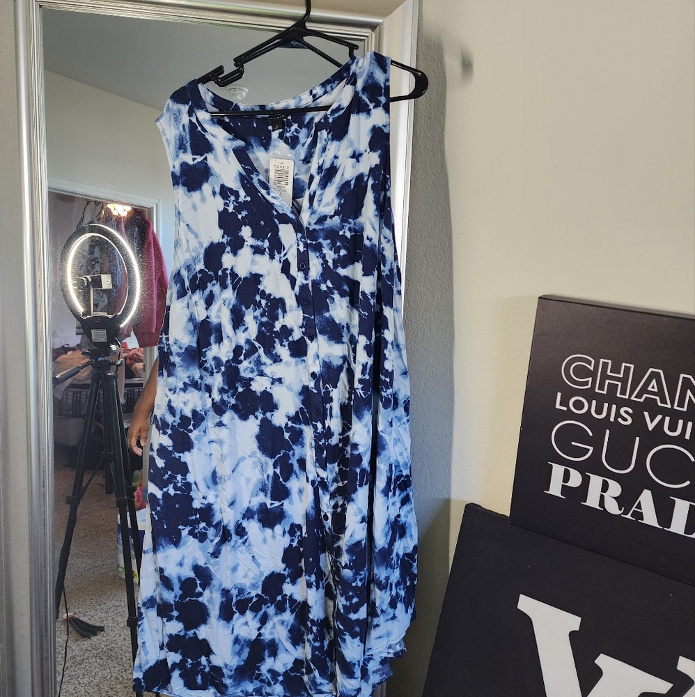 Blue Tye Dye Dress Size 4X/26